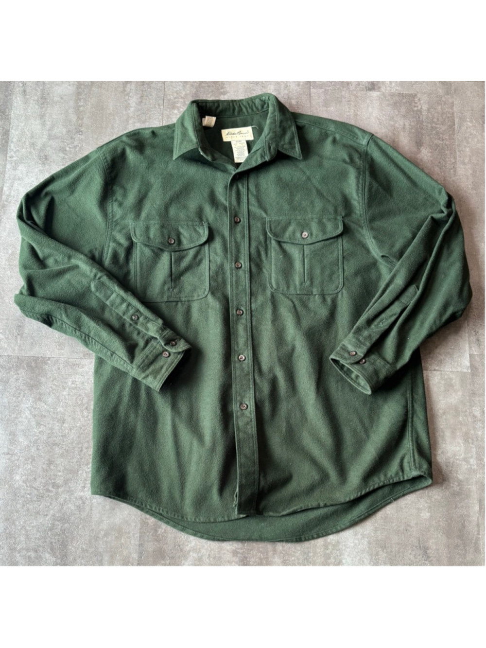 Vintage Eddie Bauer Heavyweight Cotton Flannel Mens Large Green